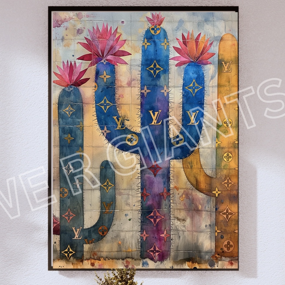Louis Vuitton Cactus Wall Art 24x36 Vuitton Trendy Art by the Artist Denardai